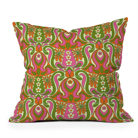 Jenean Morrison Mushroom Lamp Pink and Orange Outdoor Throw Pillow
