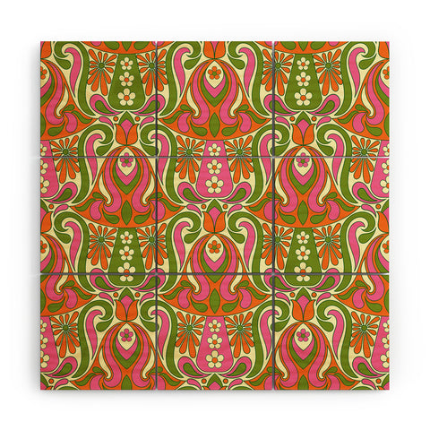 Jenean Morrison Mushroom Lamp Pink and Orange Wood Wall Mural