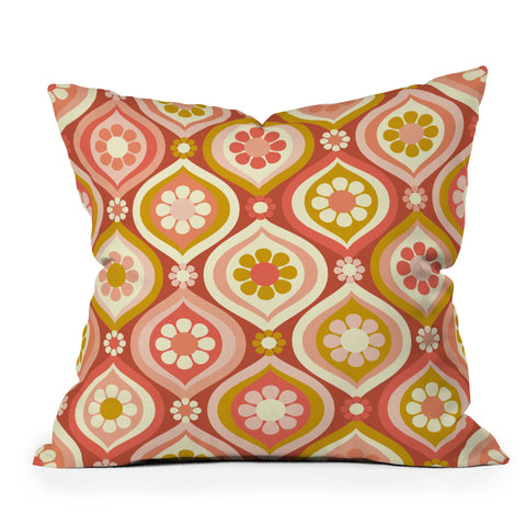 Jenean Morrison Ogee Floral Pink Outdoor Throw Pillow