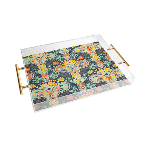 Jenean Morrison Paisley Damask in Navy Acrylic Tray