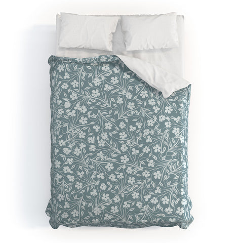 Jenean Morrison Pale Flower Blue Duvet Cover