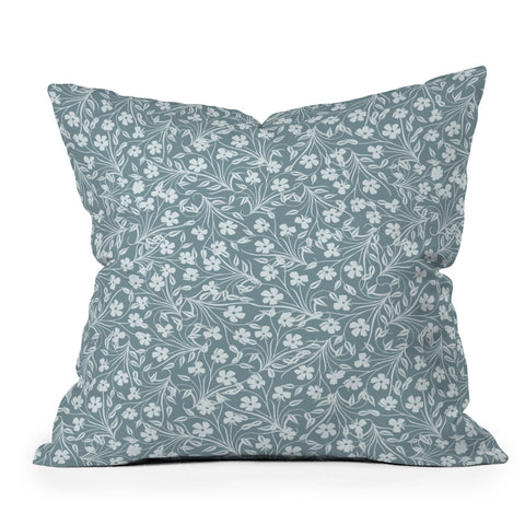 Jenean Morrison Pale Flower Blue Outdoor Throw Pillow
