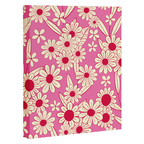 Jenean Morrison Simple Floral Bright Pink Art Canvas