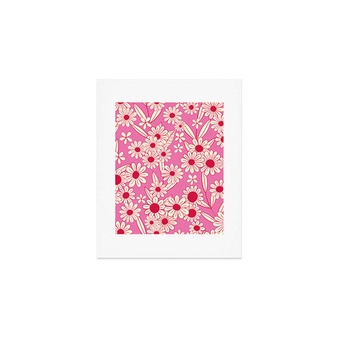 Jenean Morrison Simple Floral Bright Pink Art Print