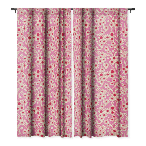 Jenean Morrison Simple Floral Bright Pink Blackout Window Curtain