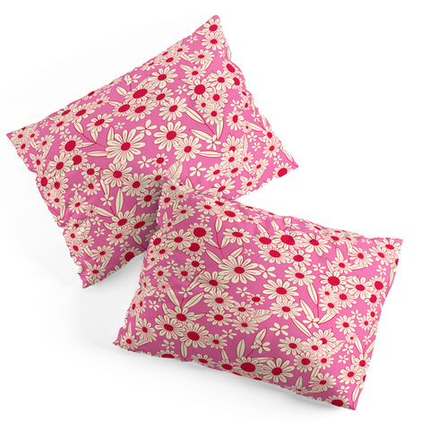 Jenean Morrison Simple Floral Bright Pink Pillow Shams
