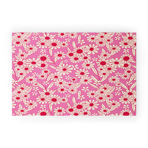 Jenean Morrison Simple Floral Bright Pink Welcome Mat