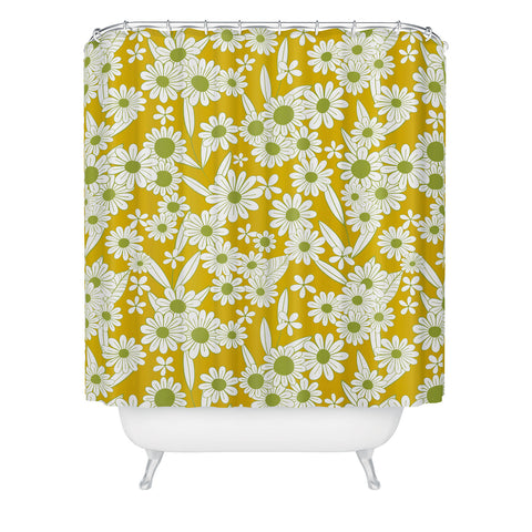 Jenean Morrison Simple Floral Green Yellow Shower Curtain