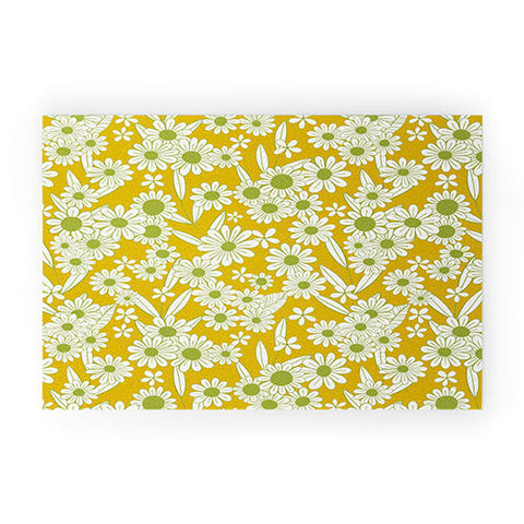 Jenean Morrison Simple Floral Green Yellow Welcome Mat