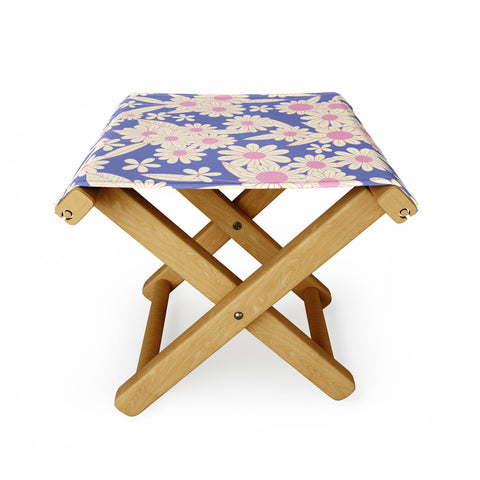 Jenean Morrison Simple Floral Lilac Folding Stool