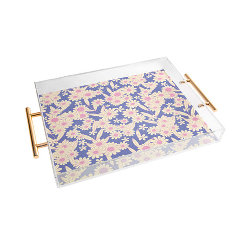 Jenean Morrison Simple Floral Lilac Acrylic Tray