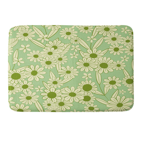 Jenean Morrison Simple Floral Mint Memory Foam Bath Mat