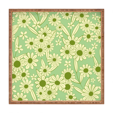 Jenean Morrison Simple Floral Mint Square Tray