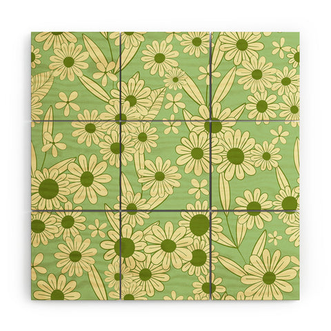 Jenean Morrison Simple Floral Mint Wood Wall Mural