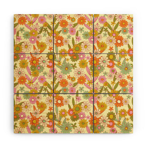 Jenean Morrison Simple Floral Multicolor Wood Wall Mural
