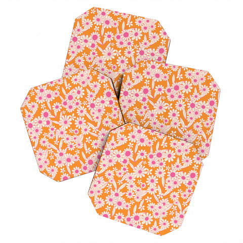 Jenean Morrison Simple Floral Orange Coaster Set