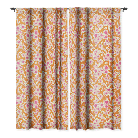 Jenean Morrison Simple Floral Orange Blackout Window Curtain