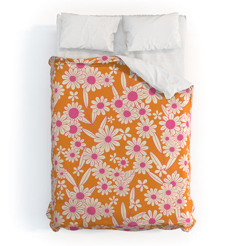 Jenean Morrison Simple Floral Orange Duvet Cover