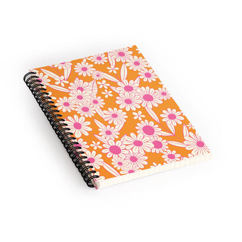 Jenean Morrison Simple Floral Orange Spiral Notebook