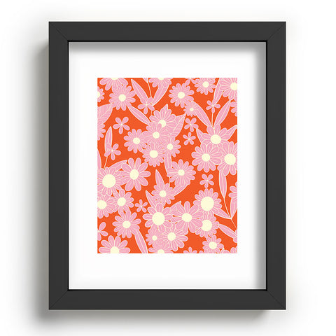 Jenean Morrison Simple Floral Pink Red Recessed Framing Rectangle