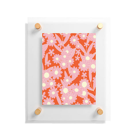 Jenean Morrison Simple Floral Pink Red Floating Acrylic Print