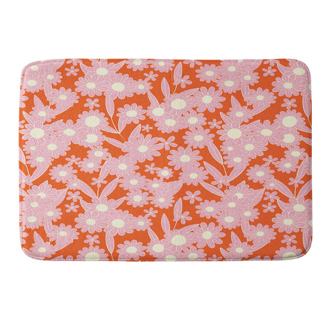 Jenean Morrison Simple Floral Pink Red Memory Foam Bath Mat