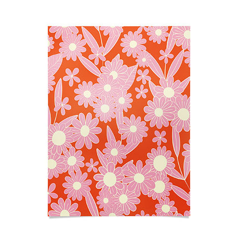Jenean Morrison Simple Floral Pink Red Poster