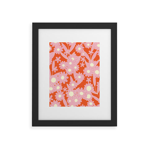 Jenean Morrison Simple Floral Pink Red Framed Art Print