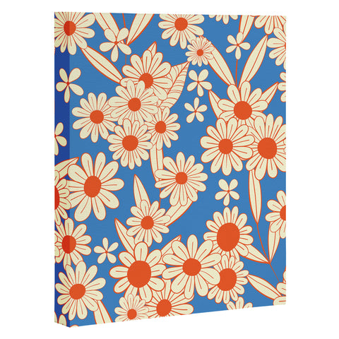 Jenean Morrison Simple Floral Red and Blue Art Canvas