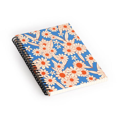 Jenean Morrison Simple Floral Red and Blue Spiral Notebook