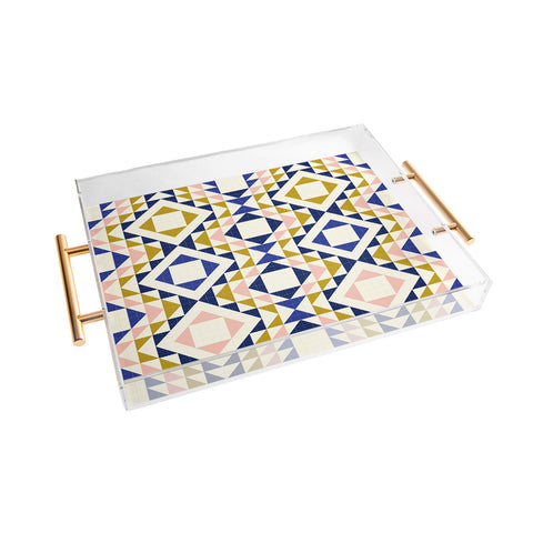 Jenean Morrison Top Stitched Quilt Blue Acrylic Tray
