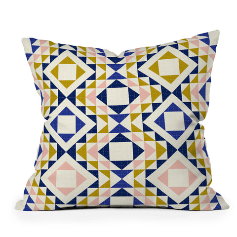 Jenean Morrison Top Stitched Quilt Blue Outdoor Throw Pillow