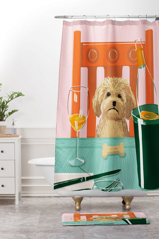 Jenn X Studio Brunch with Bailey Shower Curtain And Mat