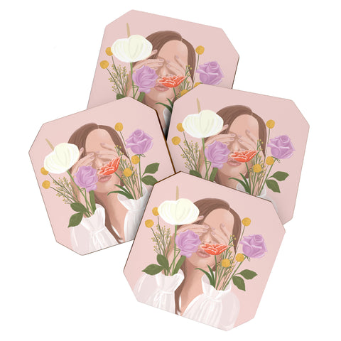 Jenn X Studio Full Bloom I Coaster Set