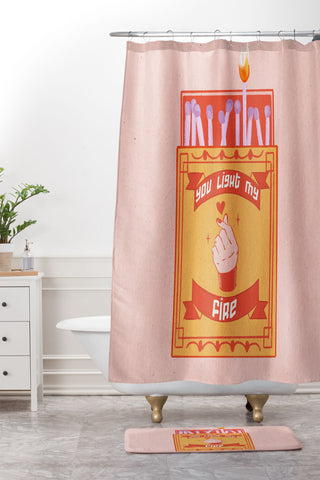 Jenn X Studio Light my fire Valentines Day Shower Curtain And Mat