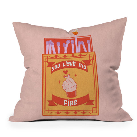 Jenn X Studio Light my fire Valentines Day Outdoor Throw Pillow