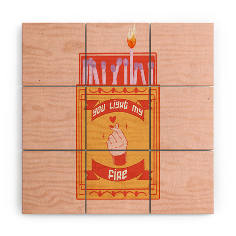 Jenn X Studio Light my fire Valentines Day Wood Wall Mural