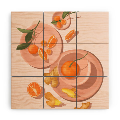 Jenn X Studio Pastel Oranges and Ginger Wood Wall Mural