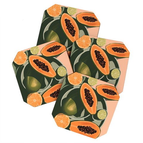 Jenn X Studio Summer papayas and citrus Coaster Set