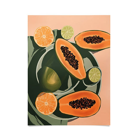 Jenn X Studio Summer papayas and citrus Poster