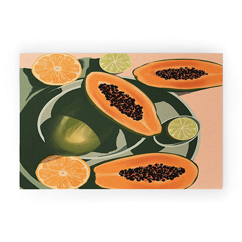 Jenn X Studio Summer papayas and citrus Welcome Mat