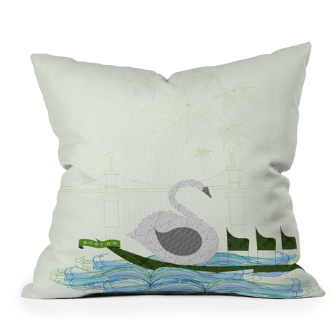 Jennifer Hill Boston Swan Boat Outdoor Throw Pillow