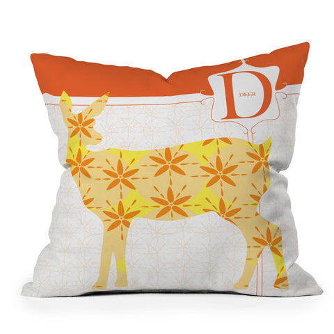 Jennifer Hill Deer Floret Outdoor Throw Pillow