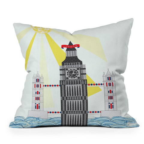 Jennifer Hill London Big Ben Outdoor Throw Pillow