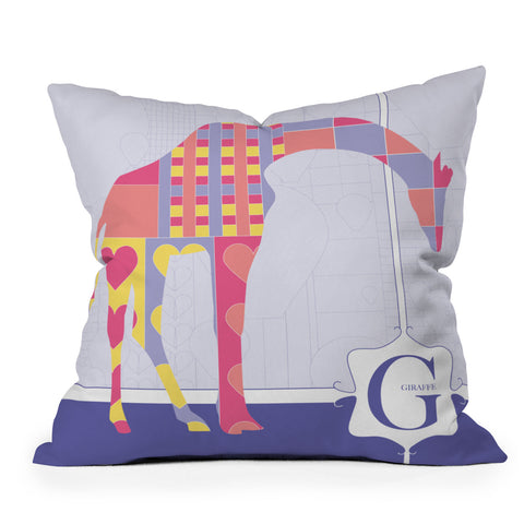 Jennifer Hill Miss Giraffe Outdoor Throw Pillow