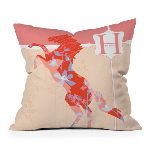 Jennifer Hill Miss Horse Outdoor Throw Pillow