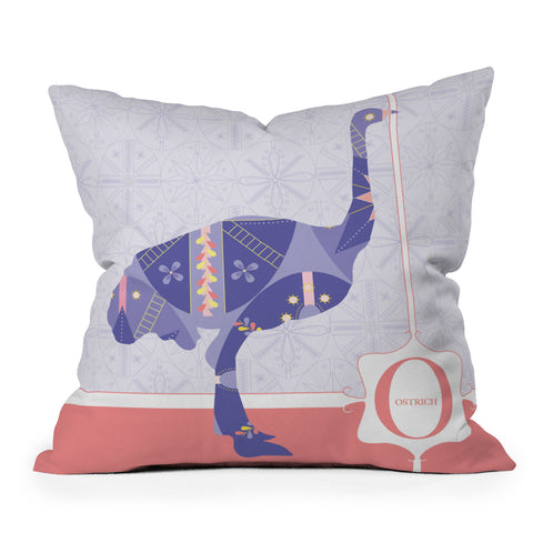 Jennifer Hill Miss Ostrich Outdoor Throw Pillow
