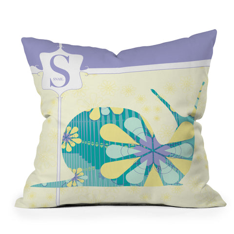 Jennifer Hill Miss Snail Outdoor Throw Pillow