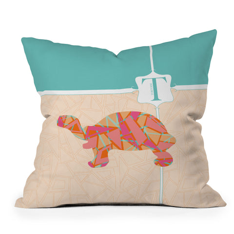 Jennifer Hill Miss Tortoise Outdoor Throw Pillow