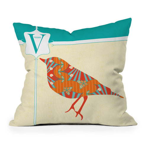 Jennifer Hill Miss Veery Outdoor Throw Pillow
